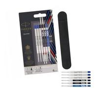 Parker Jotter - Paquete de recambio para bolígrafo Discovery, 3 bolígrafos Quinkflow + 3 recambios de tinta de gel, punta media, compatible con bolígrafos Parker y bolsa de regalo incluida