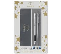 Parker Jotter set de regalo doble con bolígrafo y pluma estilográfica, acero ino