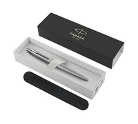 Parker Jotter XL - Bolígrafo de punta media, acero inoxidable, monocromático, tinta azul, caja de regalo con estuche de terciopelo