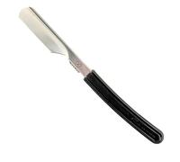 Parker Maquinilla de afeitar recta Director Chrome, no plegable, de estilo japonés, con brazo de acero inoxidable, mango ergonómico negro y protector de cuchillas, ideal para profesionales. Incluye 5