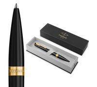 PARKER Meridian Bolígrafo | Laca negra mate con adornos dorados | Punta media | Para escribir a mano y Material de papelería | Tinta azul | Caja de Regalo de Lujo