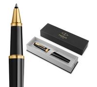 PARKER Meridian Boligrafo rollerball | Laca negra con adornos dorados | Punta fina | Para escribir a mano y Material de papelería | Tinta Negra | Caja de Regalo de Lujo