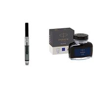 Parker pluma estilográfica de lujo tinta convertidor + tintero de tinta líquida Quink para plumas estilográficas, 57 ml, en caja, color azul