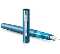Parker pluma estilográfica Vector XL | Laca de color verde azulado metálico sobre latón | Plumín mediano con recambio de tinta azul | Estuche de regalo