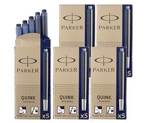 Parker QUINK - Cartuchos de tinta (5 unidades), color negro y azul