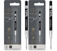 Parker QUINK recambio de tinta de gel | punta mediana (0,7 mm)| tinta negra | 1 unidad (Paquete de 2)