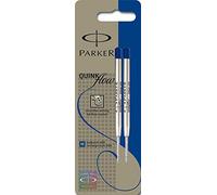 Parker QuinkFlow - Mina de repuesto para bolígrafo (ancho de trazo mediano, tinta negra, pack de 2), color azul 2 unidad