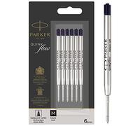 PARKER QUINKflow Recambios de tinta para bolígrafos, punta mediana, tinta negra, paquete de 6
