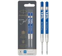 Parker recambio para bolígrafo de tinta de gel y punta mediana, azul, paquete de 2