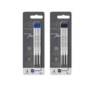 Parker Recambios para bolígrafo | Punta media | Juego de tinta azul y negra QUINKflow