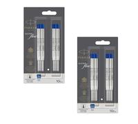 Parker Recambios para bolígrafo | Punta media | Tinta azul QUINKflow | 10 unidades - Juego de 2