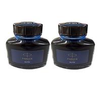 Parker S1162120 Pluma estilográfica, tinta de botella, Quink, 65.1 ml (57 ml), azul negro, 1950378, juego de 2