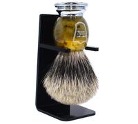 Parker Safety Razor 100% puro tejón de cerdas de imitación de cuerno de la manija brocha de afeitar con el soporte de cepillo