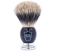 Parker Safety Razor Hecho a mano de lujo "Long Loft" 100% Pure Badger Brocha de afeitar y con la manija cromo - Cepillo soporte incluido Negro