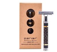Parker Safety Razor, Maquinilla de afeitar de seguridad de doble filo gris y dorado superpesada 65R