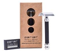Parker Safety Razor Parker 26C - Mango Negro de tres piezas abierto peine seguridad de dos filos Razor & 5 prima de dos filos de las cuchillas
