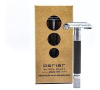 Parker Safety Razor, Parker 74R Grafito Gris - Maquinilla de afeitar de seguridad de doble filo abierto de mariposa pesada de mango largo para hombres