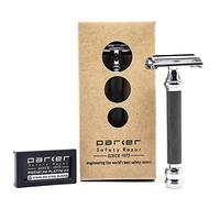 Parker Safety Razor Parker 76R mariposa abierto de dos filos Safety Razor - de gramaje extra - 5 Parker premium cuchillas incluidas. Negro