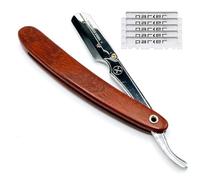 Parker Safety Razor Parker Rosewod mango de madera profesional peluquero maquinilla de afeitar recta y 5 hojas - Nuevo 2019 Palo de rosa