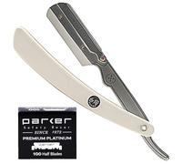 Parker Safety Razor Parker Srw rectas del acero inoxidable del peluquero del borde Razor & Shark 100 Súper inoxidable Cuchillas Blanco