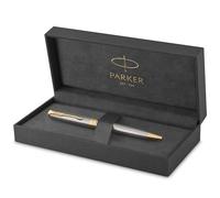 Parker Sonnet bolígrafo | acero inoxidable con adorno dorado | punta media | Material escolar | en estuche de regalo