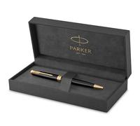 Parker Sonnet bolígrafo | lacado en negro con adorno dorado | punta media | en estuche de regalo