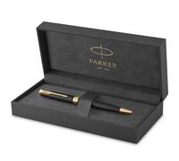 Parker Sonnet bolígrafo | lacado en negro mate con adorno dorado | punta media | en estuche de regalo