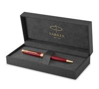 Parker Sonnet bolígrafo | lacado en rojo con adorno dorado | punta media | en estuche de regalo