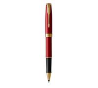 Parker Pens – Bolígrafo roller Sonnet lacado rojo, adorno dorado, punta fina – en estuche