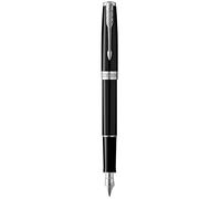 Parker Sonnet - Pluma estilográfica (lacada en negro, con adorno acabado en paladio y plumín mediano, en estuche)