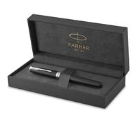 Parker Sonnet - Pluma estilográfica (lacada en negro mate, con adorno acabado en paladio y plumín de punto fino, en estuche)