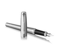Parker Pluma estilográfica Urban – metálico metro, plumín medio, tinta azul en estuche de regalo