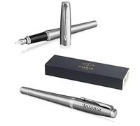 Parker Urban - Pluma estilográfica con grabado | Bolígrafo Premium | Caja de regalo | Tinta Azul | Regalo personalizado | Nombre | Grabado | Pluma | Regalo | Regalo de cumpleaños (Metro Metallic C.C.)