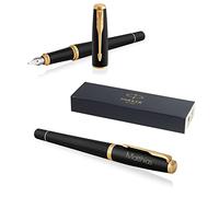 Parker Urban - Pluma estilográfica con grabado | Bolígrafo Premium | Caja de regalo | Tinta Azul | Regalo personalizado | Nombre | Grabado | Pluma | Regalo | Regalo de cumpleaños (Muted Black G.C.)