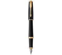 Parker Urban Pluma estilográfica | negro tenue de adorno dorado | plumín fino y recambio de tinta azul | en estuche de regalo