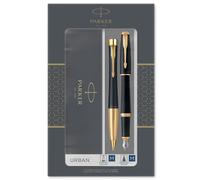 Parker Urban set de regalo doble con bolígrafo y pluma estilográfica, negro tenu
