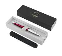 Parker Urban Twist - Bolígrafo de punta media, color magenta con borde cromado, tinta azul de punta media, caja de regalo con estuche de terciopelo