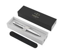 Parker Urban Twist - Bolígrafo Metro metálico con borde cromado, recambio de tinta azul de punta media, caja de regalo con estuche de terciopelo