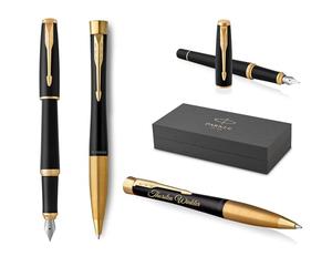 PARKER Urban Twist - Bolígrafo y pluma estilográfica con grabado | Premium Pen | Caja de regalo | Regalo personalizado | Nombres | Grabado | Aniversario | Cumpleaños (Muted Black G.C.)