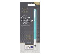 Parker Vector - Pluma estilográfica y cartuchos de tinta azul (5 unidades)