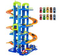 MOLTO | Parking Infantil de 6 Plantas Azul + 10 Coches con Accesorios, Parking Coches Juguete, Pista de Coches de Juguete, Juguetes Niños + 3 Años, Garaje Coches