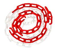 PARKING FACIL | Cadena de Plástico de 6 mm x 25 m de Advertencia y Señalización | Para el Mantenimiento de Autopistas, Aparcamientos, Zonas Peligrosas | Material Resistente | Rojo y Blanco