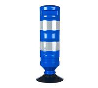 PARKING FACIL | Hito Cilíndrico H-75 con Base en Color Azul con Bandas Reflectantes | Elemento de Seguridad Vial para Carreteras, Parking, Garajes | Tornillería Incluida | Tamaño: 75 cm