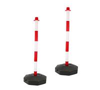 PARKING FACIL | Poste de Señalización con Cadena | Barrera de Aparcamiento en Rojo y Blanco | Base Rellenable de Agua y Arena para Mayor Estabilidad | Material: Plástico | Medida: 82x28x28 cm | 2 Uds