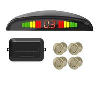 Parking Radar Alerta Kit sensores Aparcamiento con LED para Coche 4 sensores Pantalla retroiluminación 22mm Monitor Radar Respaldo inverso 12V Sensor Estacionamiento(Champagne Gold)