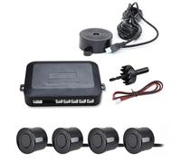 Parking Radar Alerta Kit sensores para Coche 12V 22mm Universal 4 sensores zumbador Radar Respaldo inverso sonda indicadora Alerta Sonido Sensor Estacionamiento(Black)