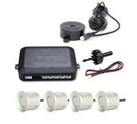 Parking Radar Alerta Kit sensores para Coche 12V 22mm Universal 4 sensores zumbador Radar Respaldo inverso sonda indicadora Alerta Sonido Sensor Estacionamiento(Champagne Gold)
