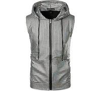 PARKLEES Camiseta hipster con capucha y lentejuelas metálicas para hombre con cremallera y bolsillo canguro, SV17-Plata, L