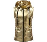 PARKLEES Camiseta hipster de lentejuelas metálicas con cremallera y capucha sin mangas con bolsillo canguro para hombre, Z86-gold, L