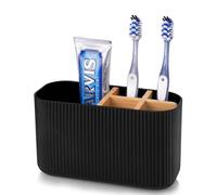 PARKMANI Soporte para cepillo de dientes para baños, cepillo de dientes eléctrico para niños y pasta de dientes, organizador de cepillos de dientes para encimera de baño (negro)